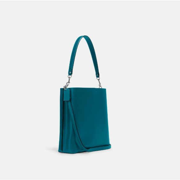 Coach Deep Turquoise Mollie Bucket Bag With Signature Canvas Interior - Picture 4 of 5